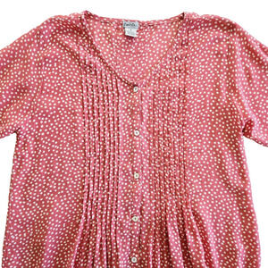 Just Jill Tunic Womens S Pink Polka Dot Top Pintuck Lagenlook Relax Cottage Twee